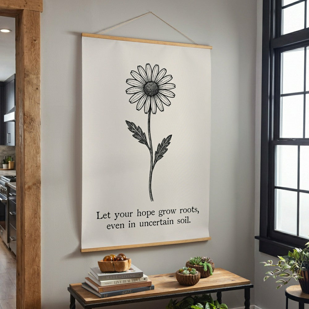 Plow & Hearth Heart of the Home Indoor Wall Décor Canvas Tapestry, Let Your Hope Gro