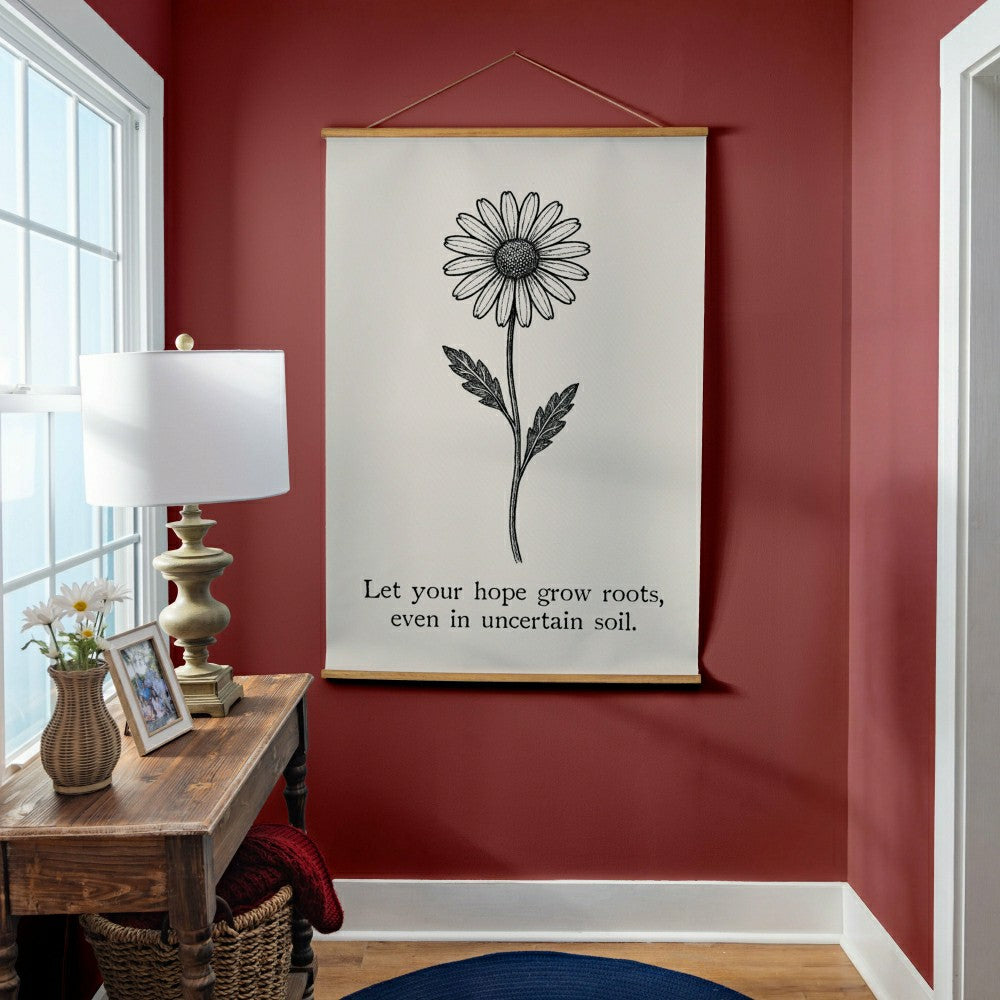 Plow & Hearth Heart of the Home Indoor Wall Décor Canvas Tapestry, Let Your Hope Gro