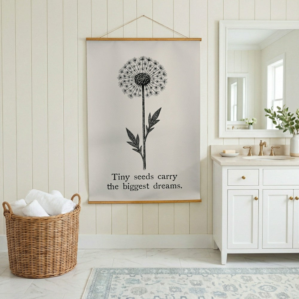 Plow & Hearth Heart of the Home Indoor Wall Décor Canvas Tapestry, Tiny Seeds Carry