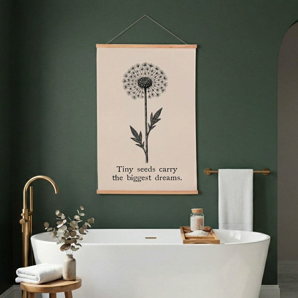 Plow & Hearth Heart of the Home Indoor Wall Décor Canvas Tapestry, Tiny Seeds Carry