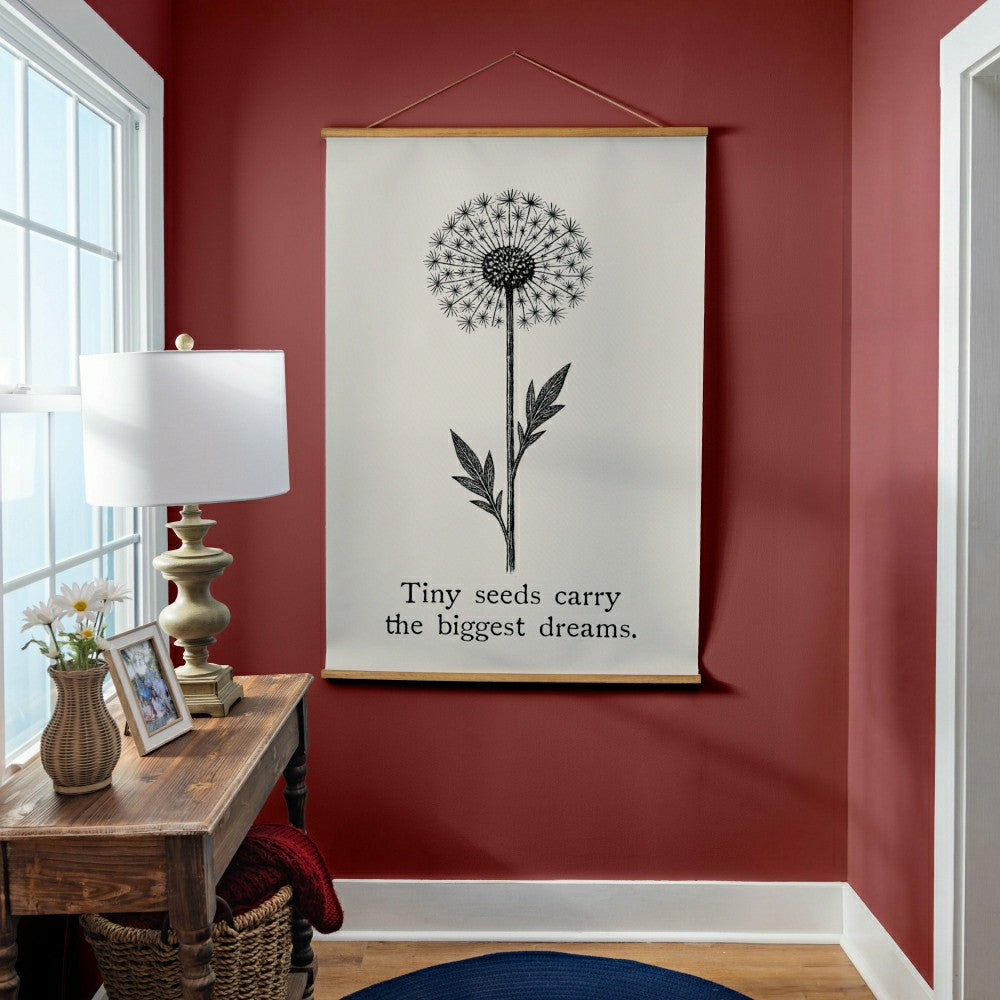 Plow & Hearth Heart of the Home Indoor Wall Décor Canvas Tapestry, Tiny Seeds Carry
