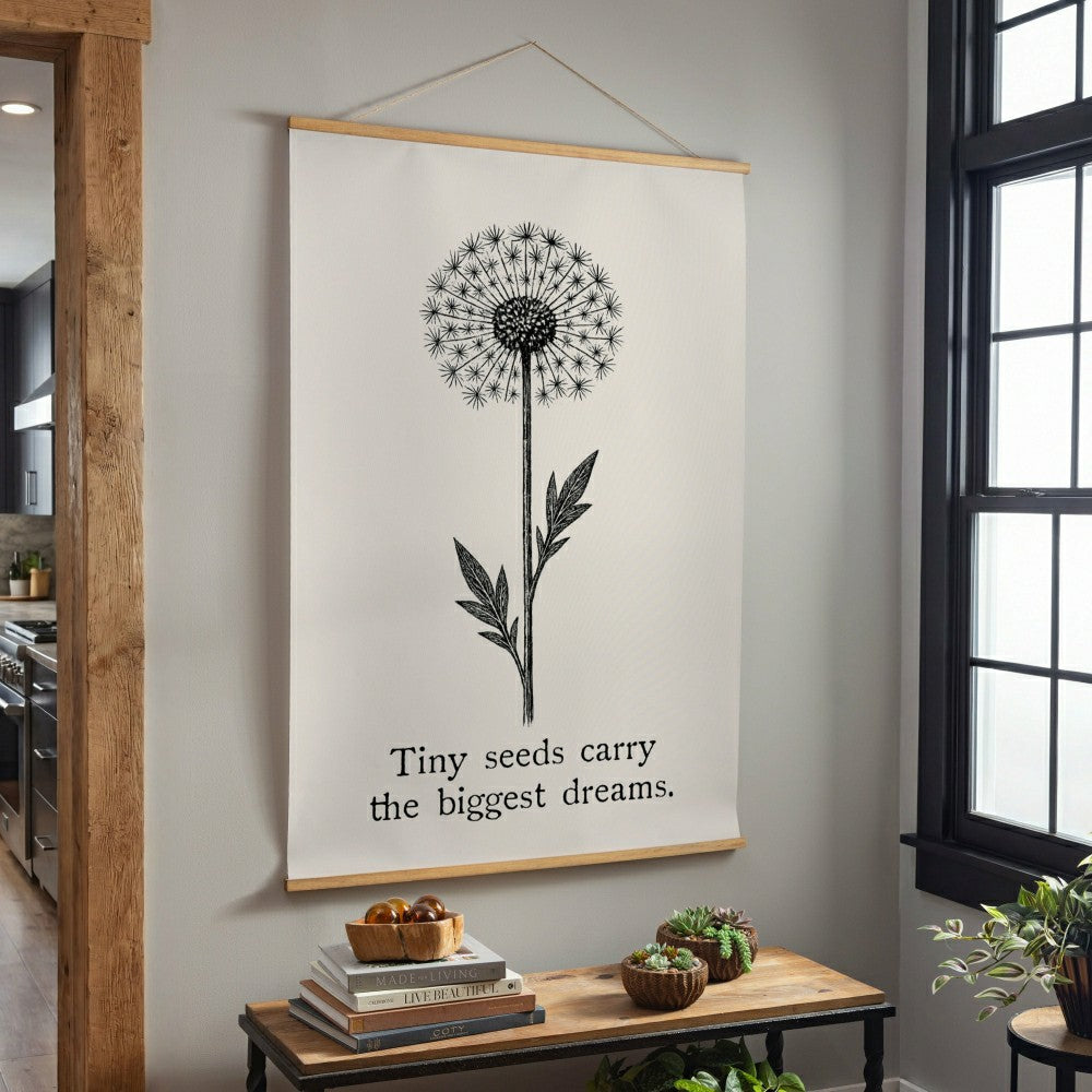 Plow & Hearth Heart of the Home Indoor Wall Décor Canvas Tapestry, Tiny Seeds Carry