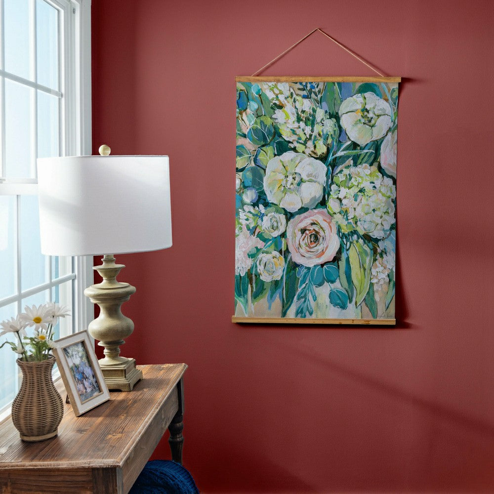 Plow & Hearth Hillside Pasture Indoor Wall Décor Canvas Tapestry, Floral Bouquet