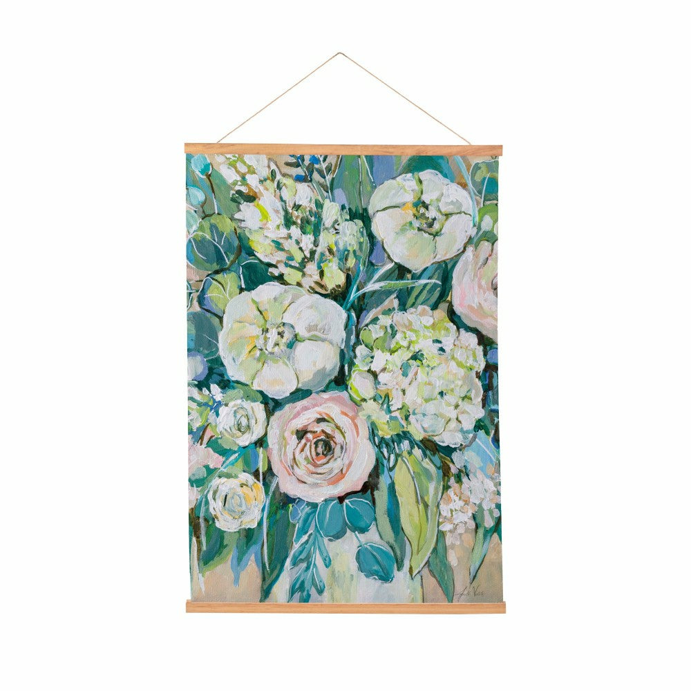Plow & Hearth Hillside Pasture Indoor Wall Décor Canvas Tapestry, Floral Bouquet