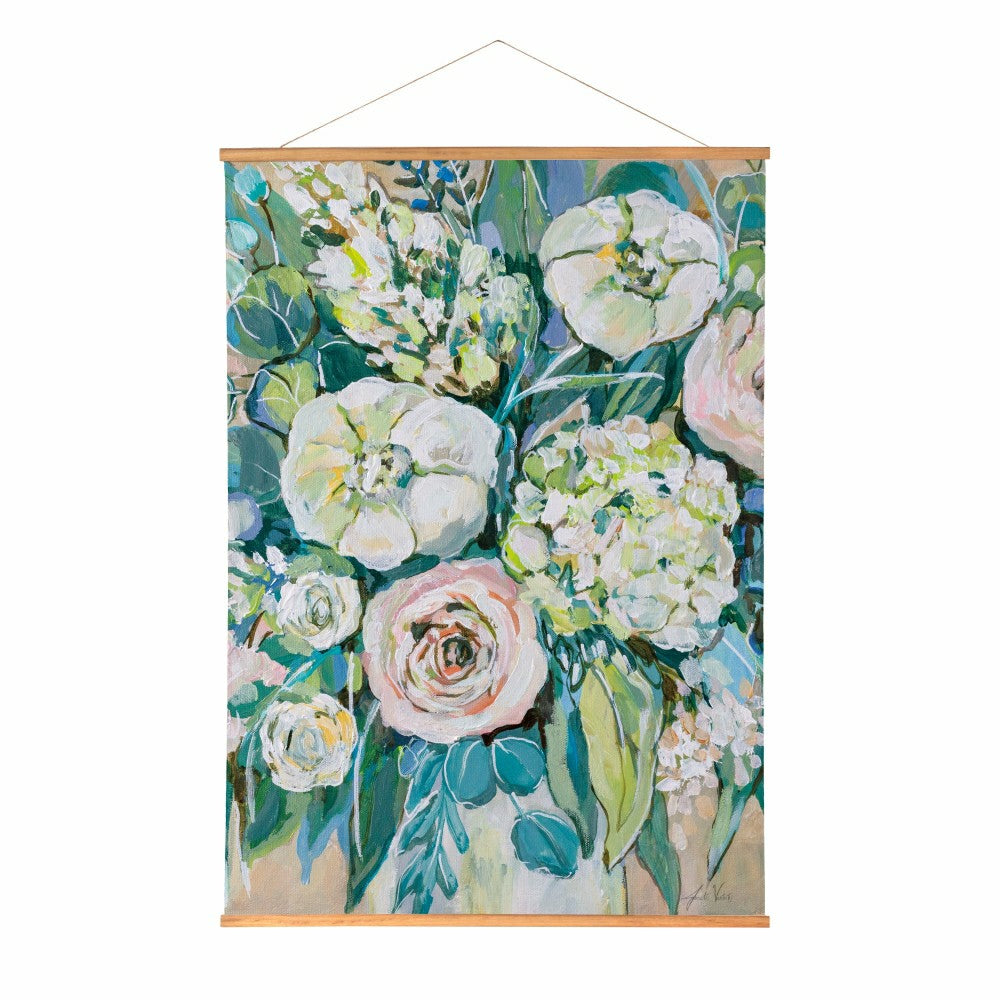 Plow & Hearth Hillside Pasture Indoor Wall Décor Canvas Tapestry, Floral Bouquet
