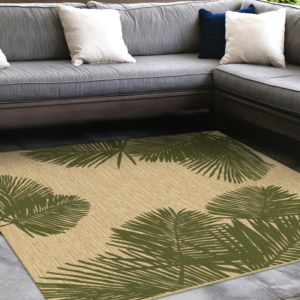Plow & Hearth Indoor/Outdoor Textured Palms Polypropylene Rug, 7'10" square