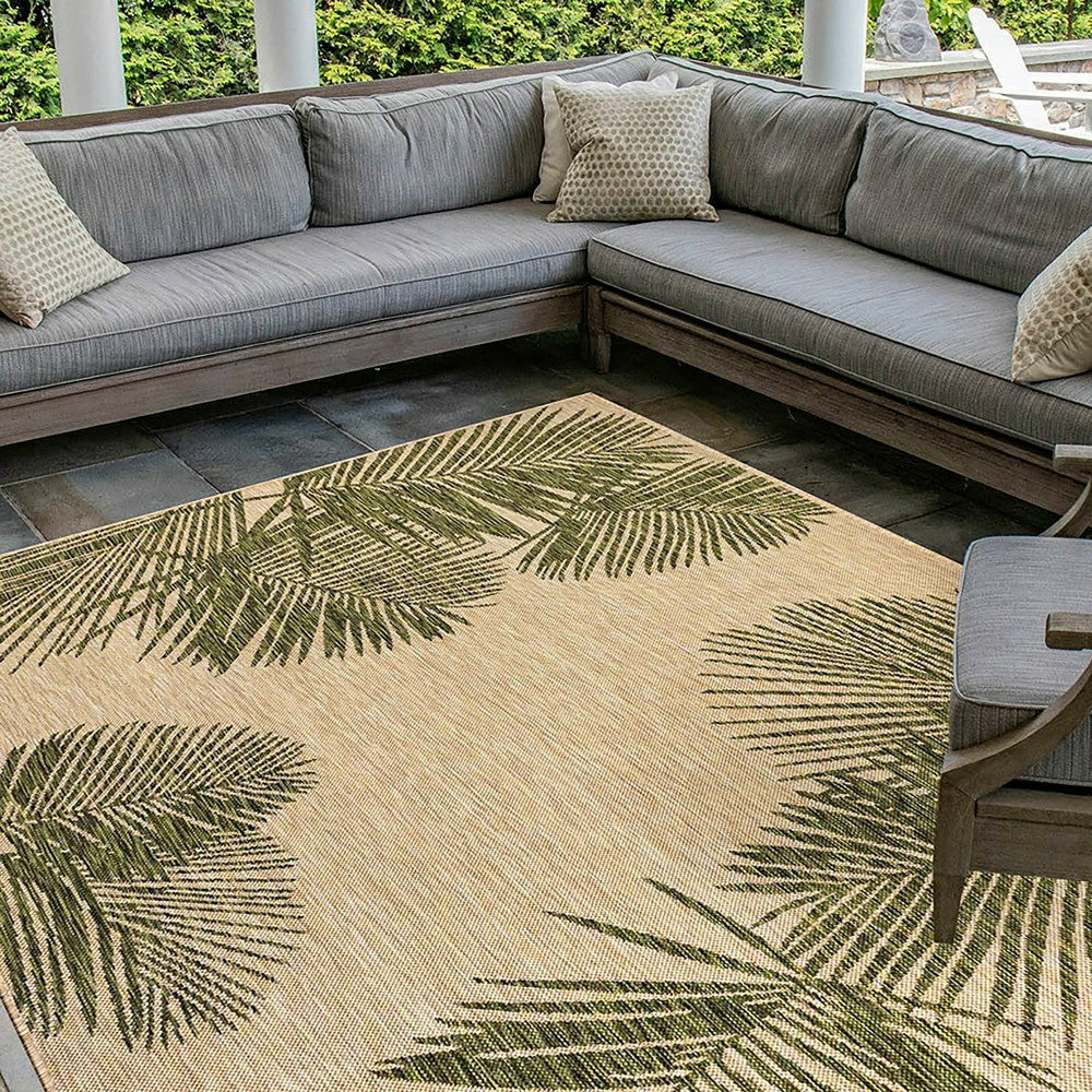 Plow & Hearth Indoor/Outdoor Textured Palms Polypropylene Rug, 7'10" square