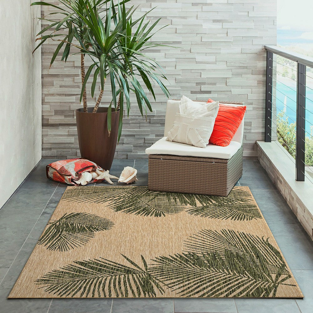 Plow & Hearth Indoor/Outdoor Textured Palms Polypropylene Rug, 4'10" x 7'6"