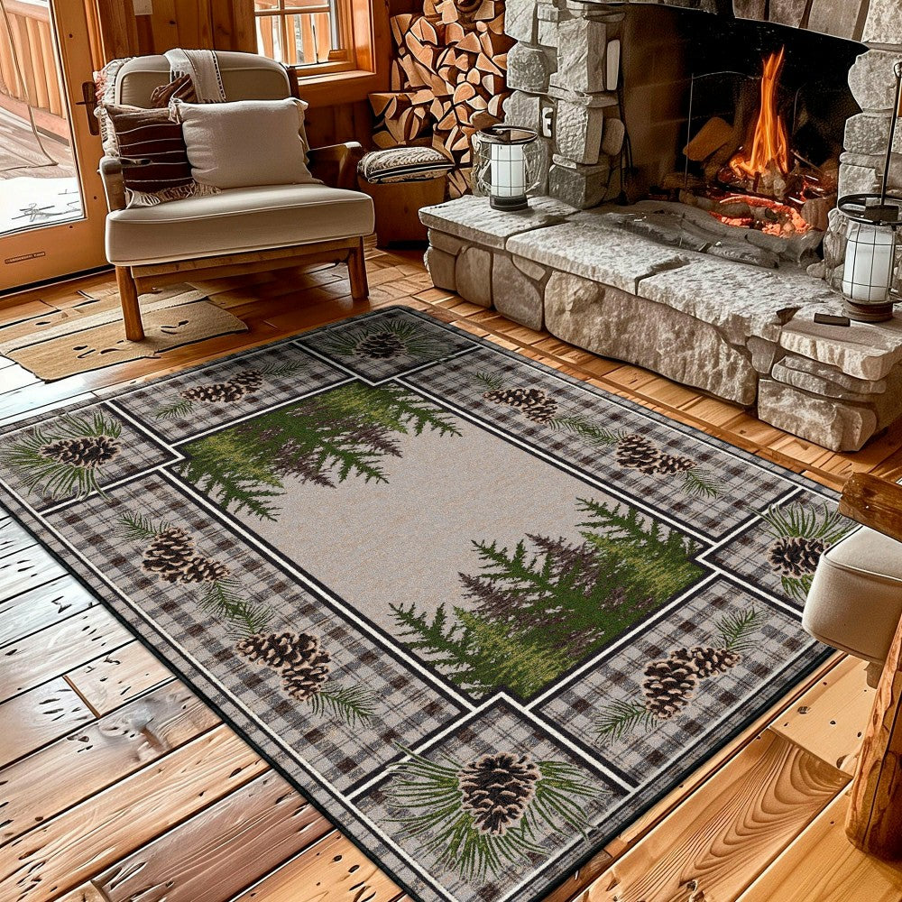 Plow & Hearth Pine Cone Valley Plaid Rug