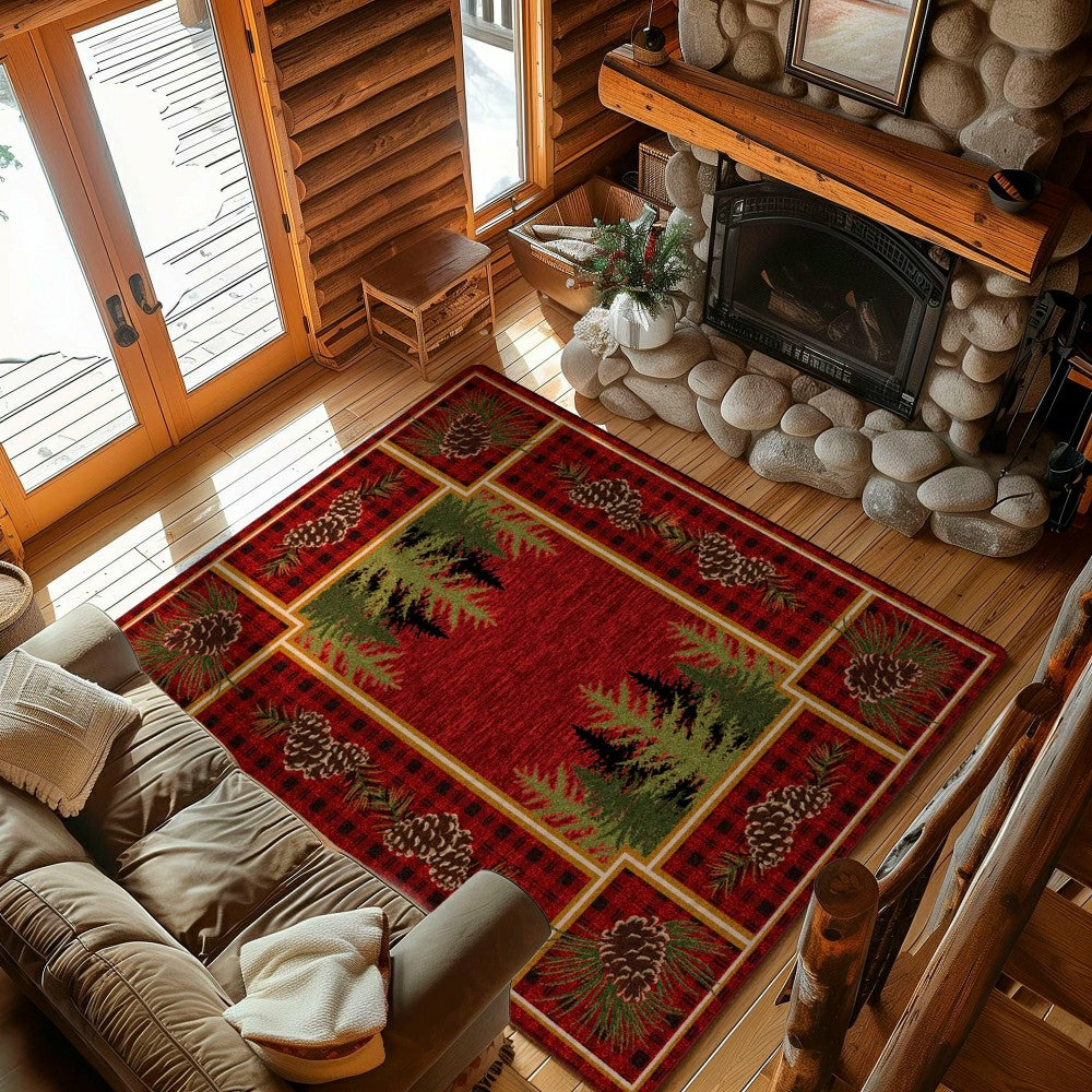 Plow & Hearth Pine Cone Valley Plaid Rug
