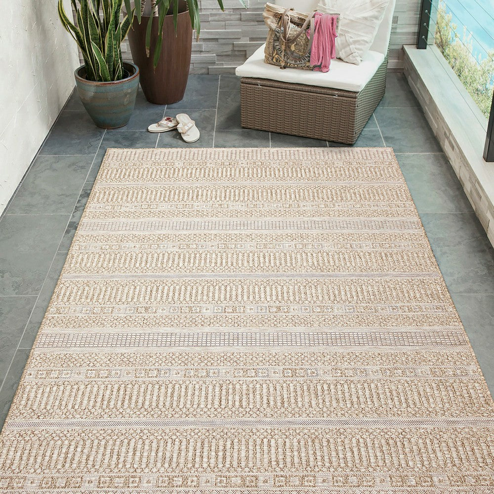 Plow & Hearth Indoor/Outdoor Beachcomber Striped Rug,6'6" x 9'4"