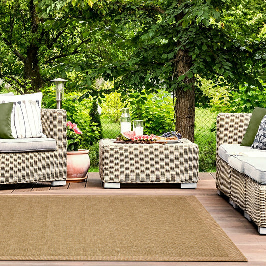 Plow & Hearth Indoor/Outdoor Toulouse Border Print Rug, 7'10" x 9'10"