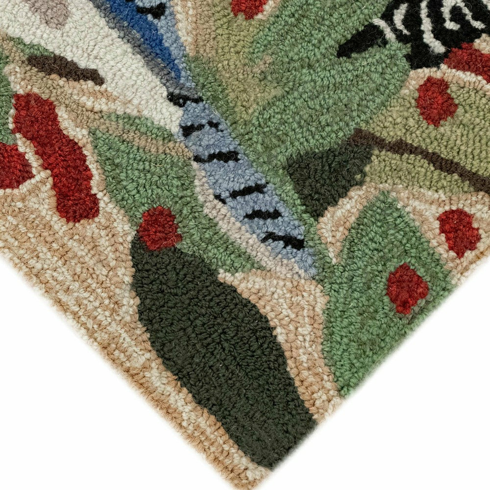 Plow & Hearth Indoor/Outdoor Synthetic Blend Birds Border Runner, 24" x 60"