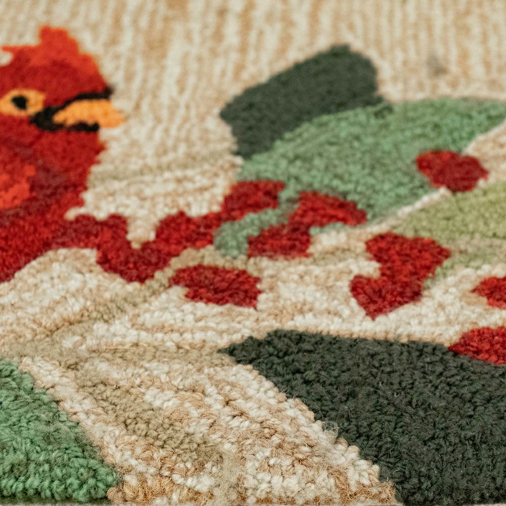 Plow & Hearth Indoor/Outdoor Synthetic Blend Birds Border Rug, 36" Round