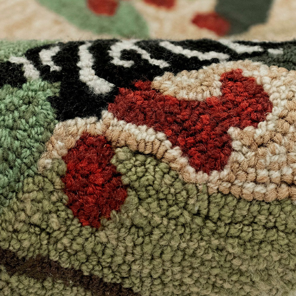 Plow & Hearth Indoor/Outdoor Synthetic Blend Birds Border Rug, 36" Round