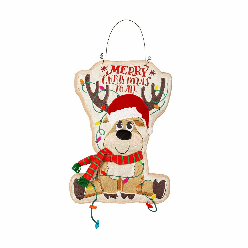 Plow & Hearth Merry Christmas to All Lighted Estate Door Décor