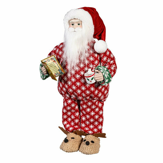 Plow & Hearth Christmas Vacation Table Décor Santa in Pajamas Fabric and Plastic, 19