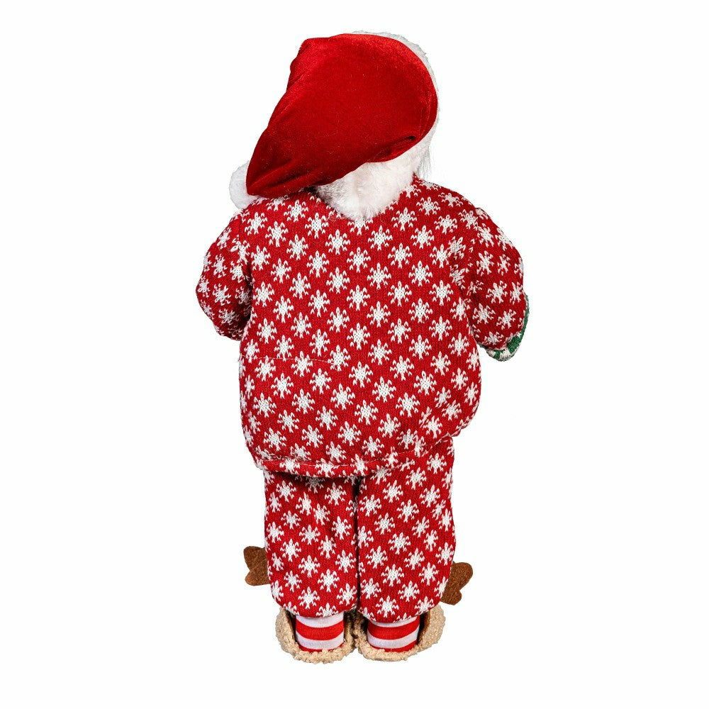 Plow & Hearth Christmas Vacation Table Décor Santa in Pajamas Fabric and Plastic, 19