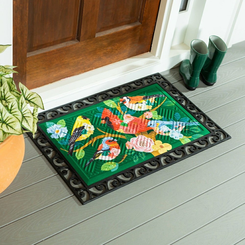 Plow & Hearth Cottage Garden Birds Embossed Mat