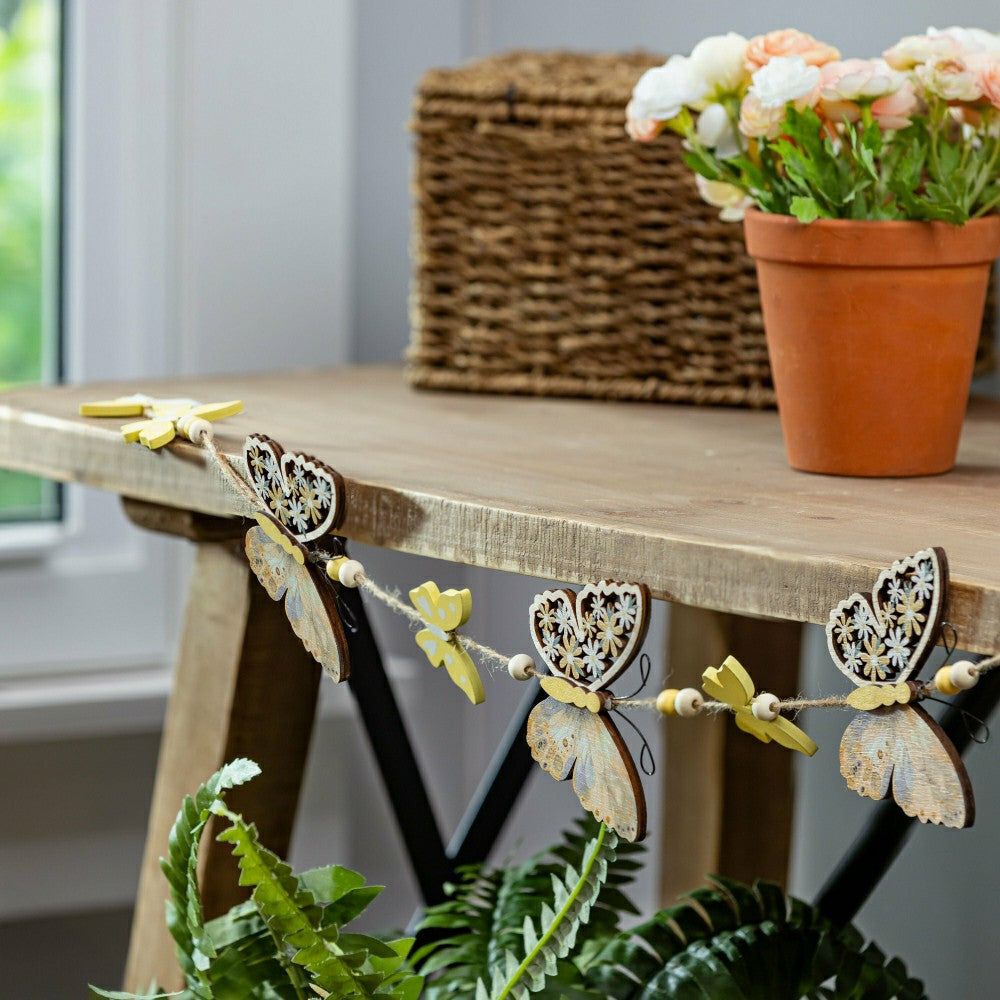 Plow & Hearth Pollinator Garden Hanging Decor Wood Butterfly, 3.7"H