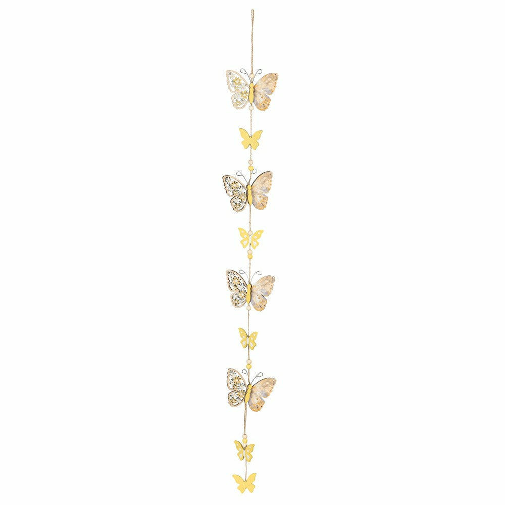 Plow & Hearth Pollinator Garden Hanging Decor Wood Butterfly, 3.7"H