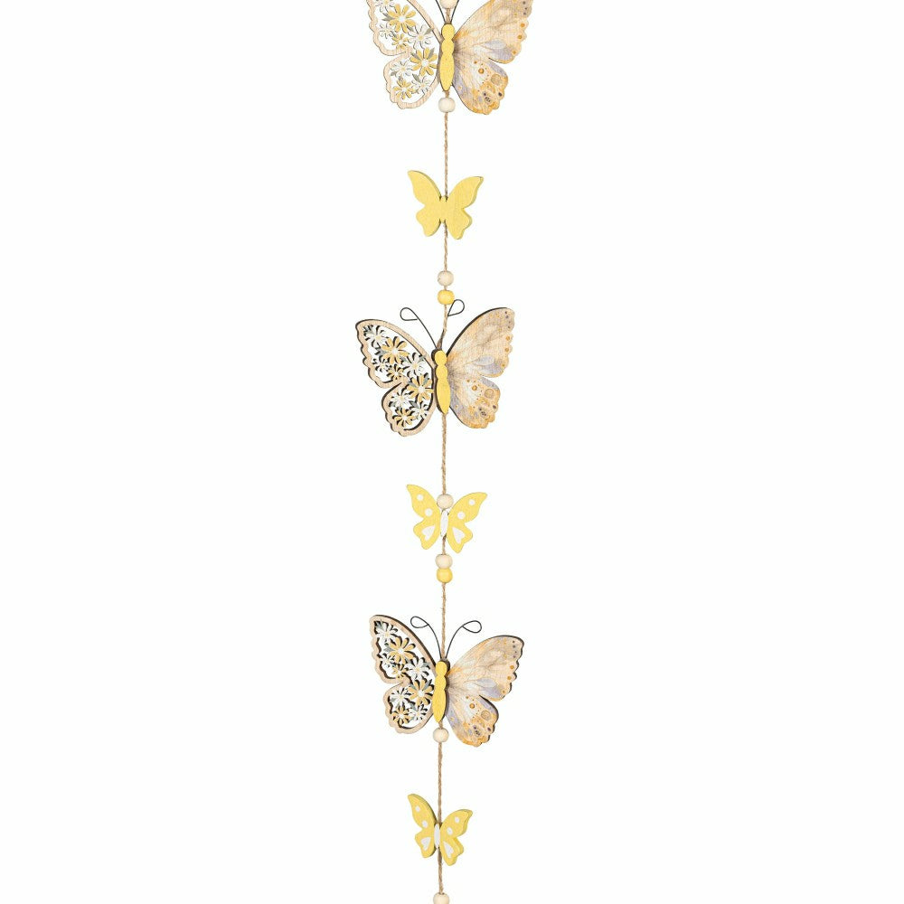 Plow & Hearth Pollinator Garden Hanging Decor Wood Butterfly, 3.7"H