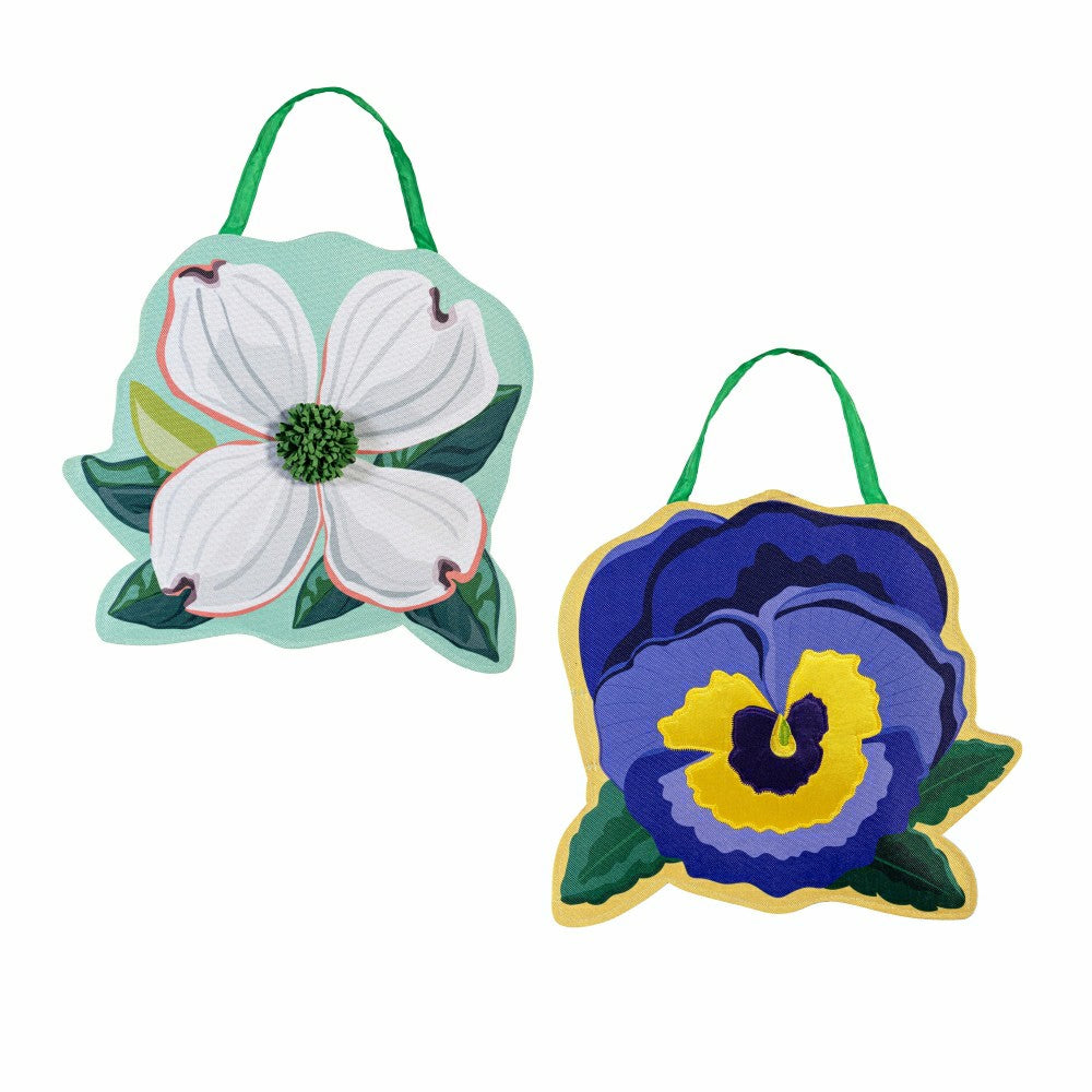 Plow & Hearth Vibrant Pansies & Dogwood Blossom Door Decor