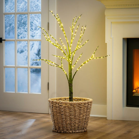 Plow & Hearth Winter Grove Tree Mossy Indoor/Outdoor LED Artificial Tree, 48"H