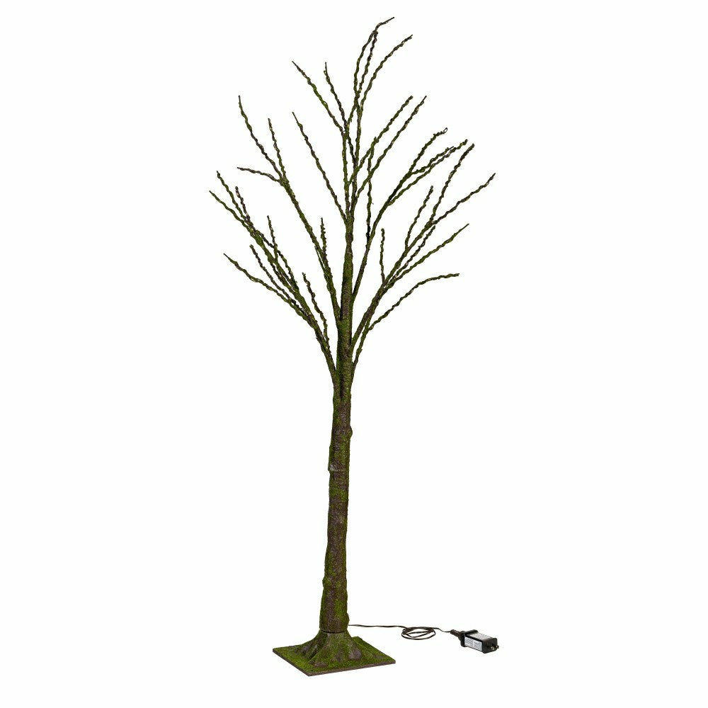 Plow & Hearth Winter Grove Tree Mossy Indoor/Outdoor LED Artificial Tree, 48"H
