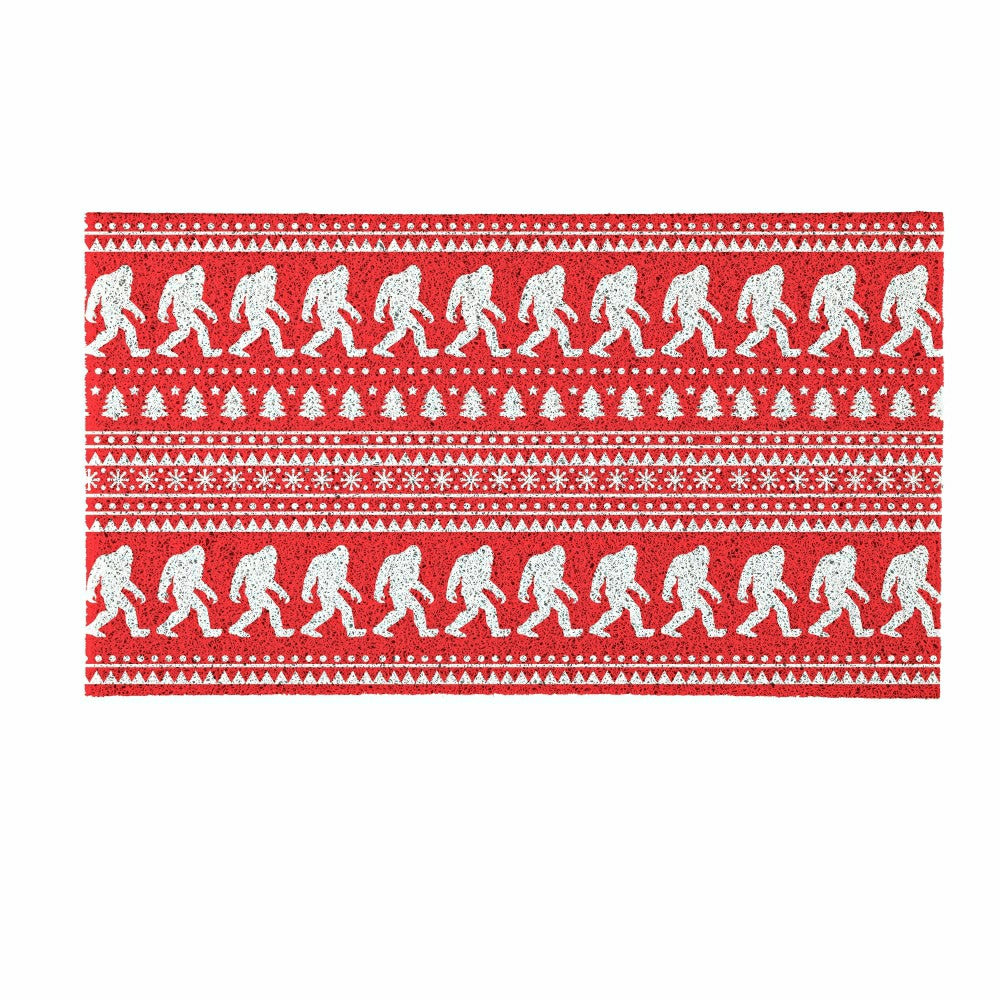 Plow & Hearth High Country Bigfoot Christmas Sweater PVC Trapper Mat, 28"x16"