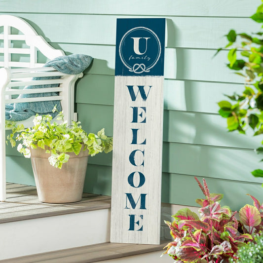 Plow & Hearth Coastal Porch Leaner Nautical Monogram 46" U