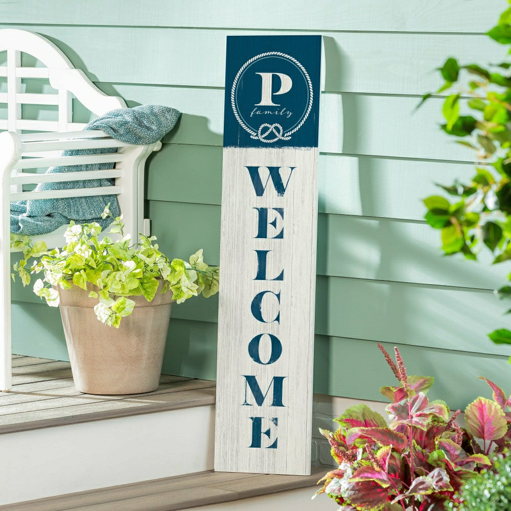 Plow & Hearth Coastal Porch Leaner Nautical Monogram 46" P