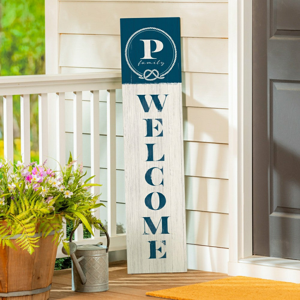 Plow & Hearth Coastal Porch Leaner Nautical Monogram 46" P