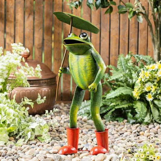 Plow & Hearth Frog with Umbrella Garden Statue