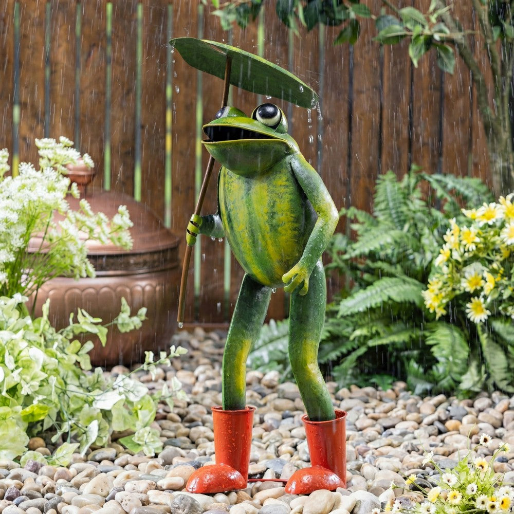 Plow & Hearth Frog with Umbrella Garden Statue