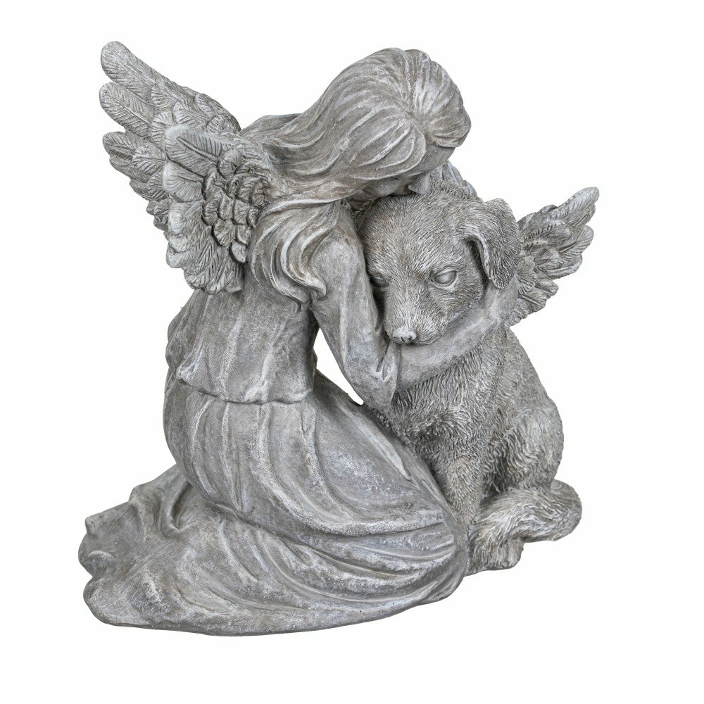 Plow & Hearth Memorial Angel’s Comfort Dog Resin Statuary, 8.5"H