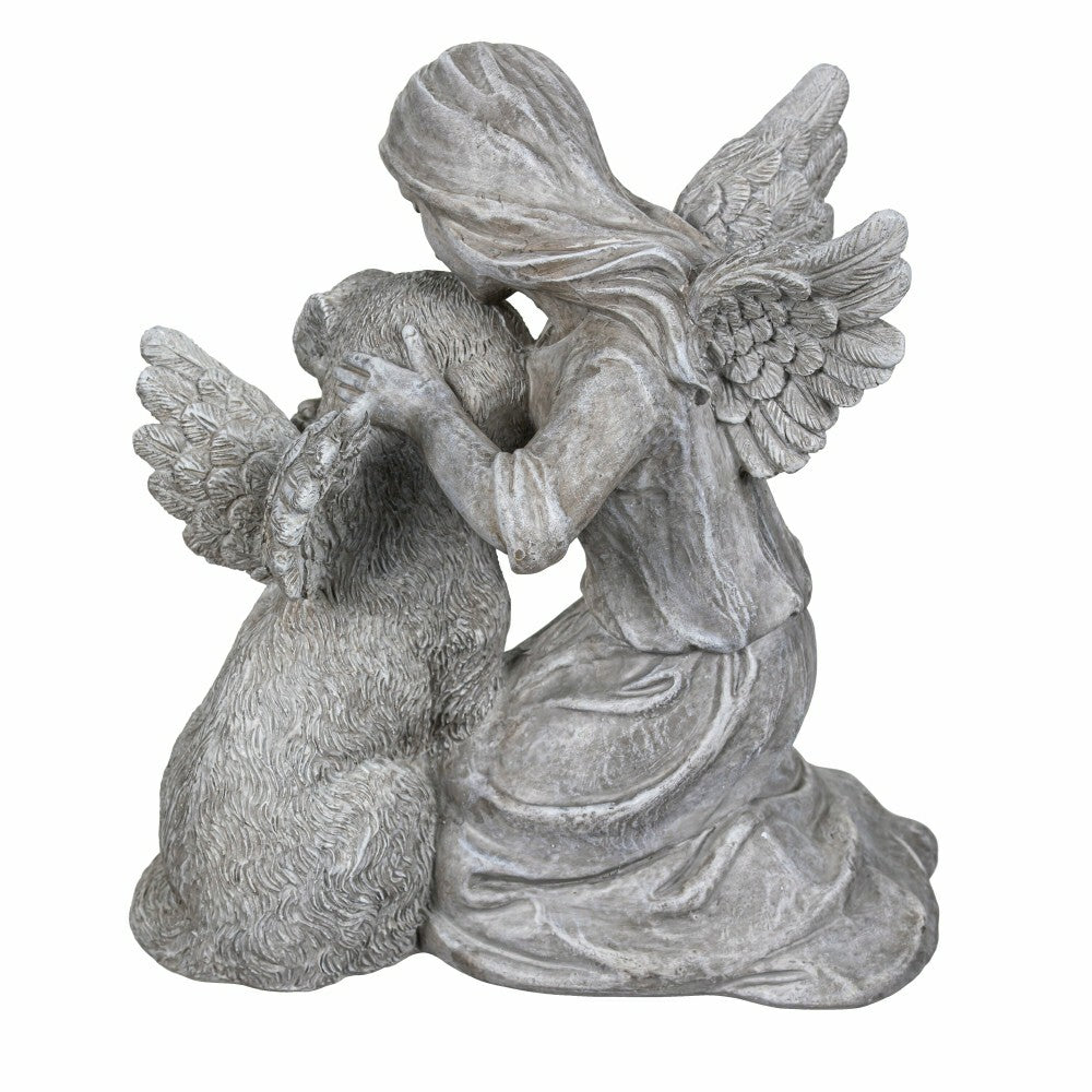 Plow & Hearth Memorial Angel’s Comfort Dog Resin Statuary, 8.5"H