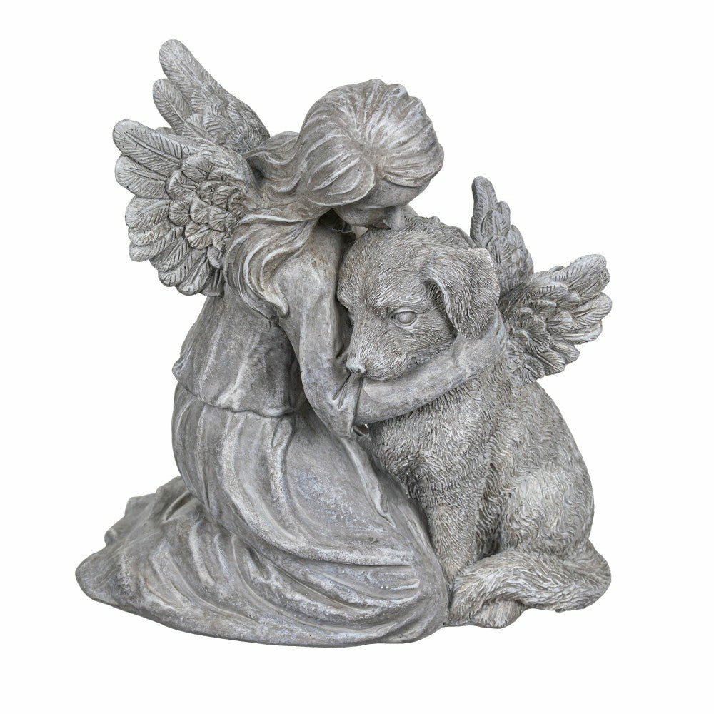 Plow & Hearth Memorial Angel’s Comfort Dog Resin Statuary, 8.5"H