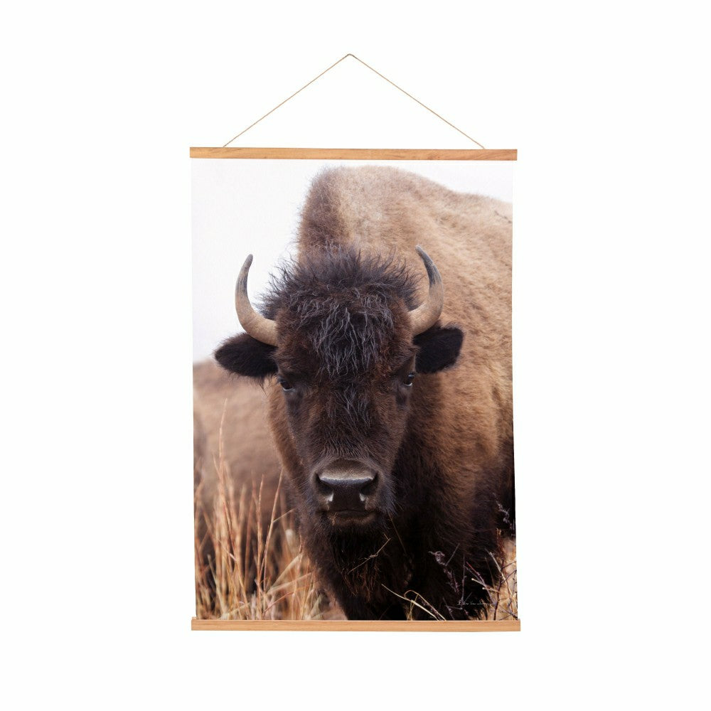 Plow & Hearth Hillside Pasture Indoor Wall Décor Canvas Tapestry, Bison