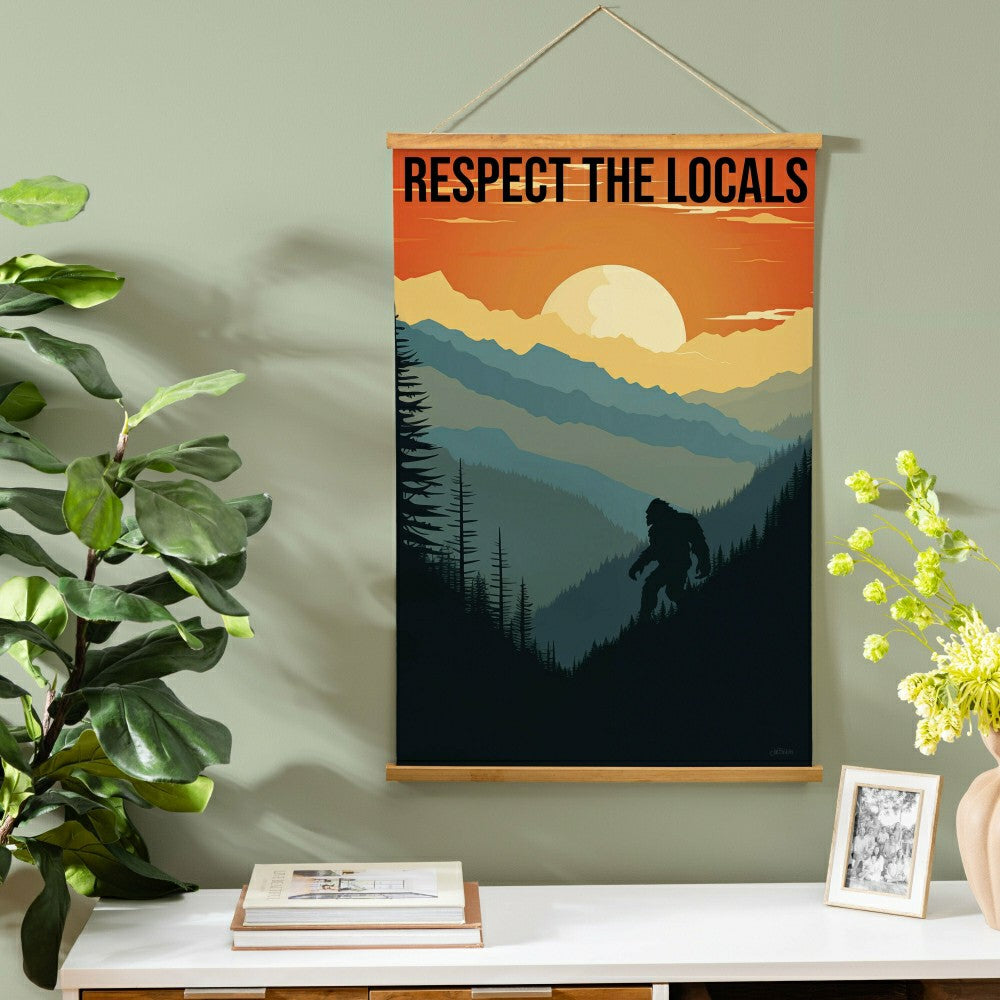 Plow & Hearth High Country Indoor Wall Décor Canvas Tapestry, Respect The Locals