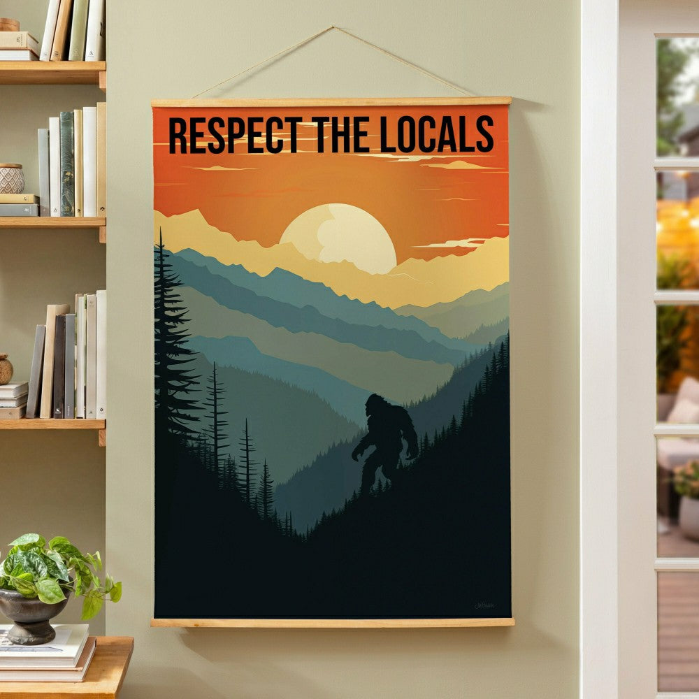 Plow & Hearth High Country Indoor Wall Décor Canvas Tapestry, Respect The Locals