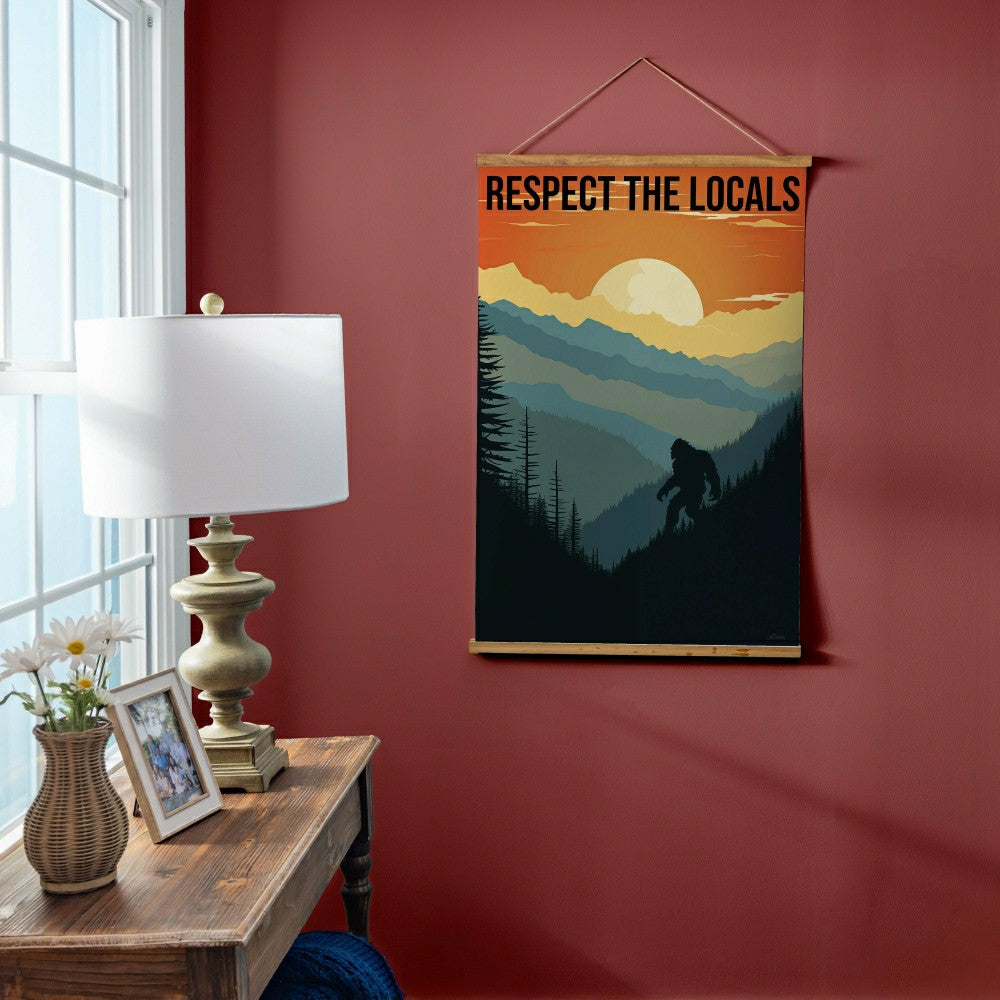 Plow & Hearth High Country Indoor Wall Décor Canvas Tapestry, Respect The Locals