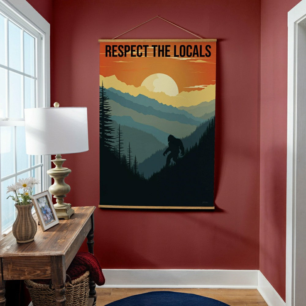 Plow & Hearth High Country Indoor Wall Décor Canvas Tapestry, Respect The Locals