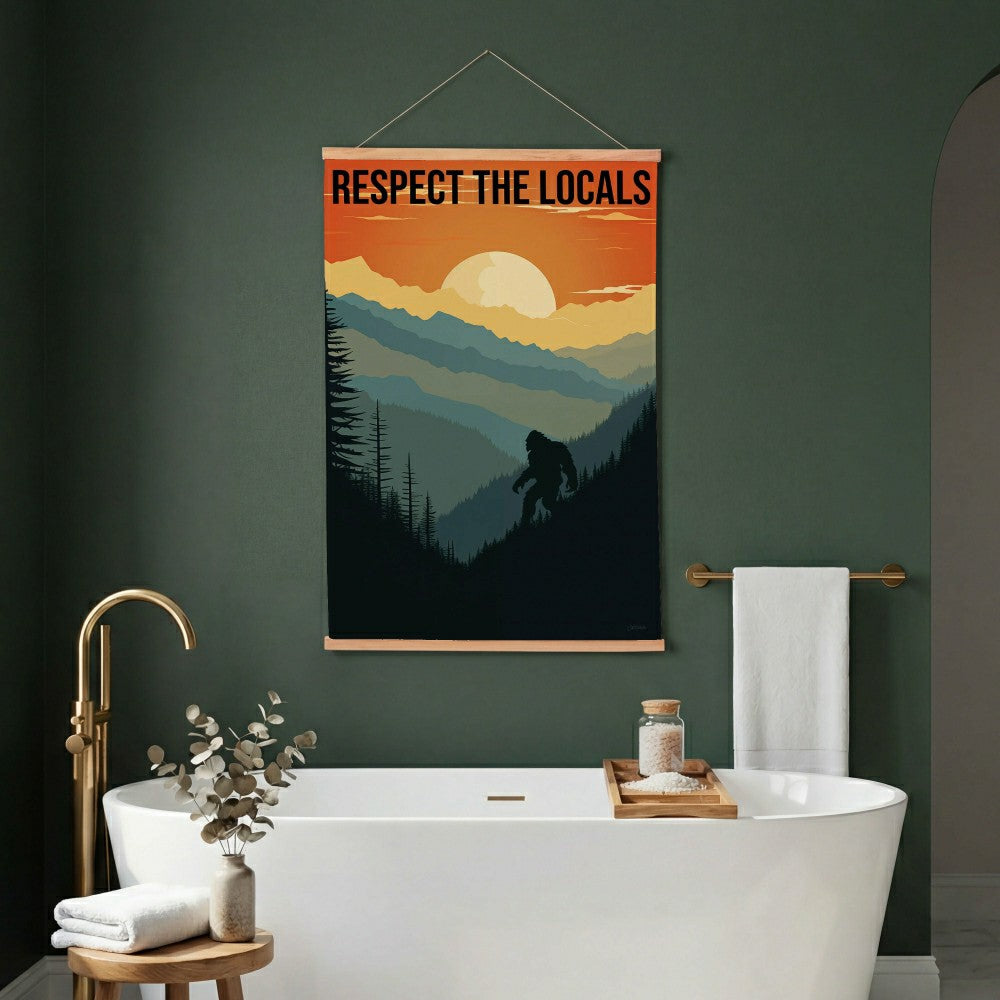 Plow & Hearth High Country Indoor Wall Décor Canvas Tapestry, Respect The Locals