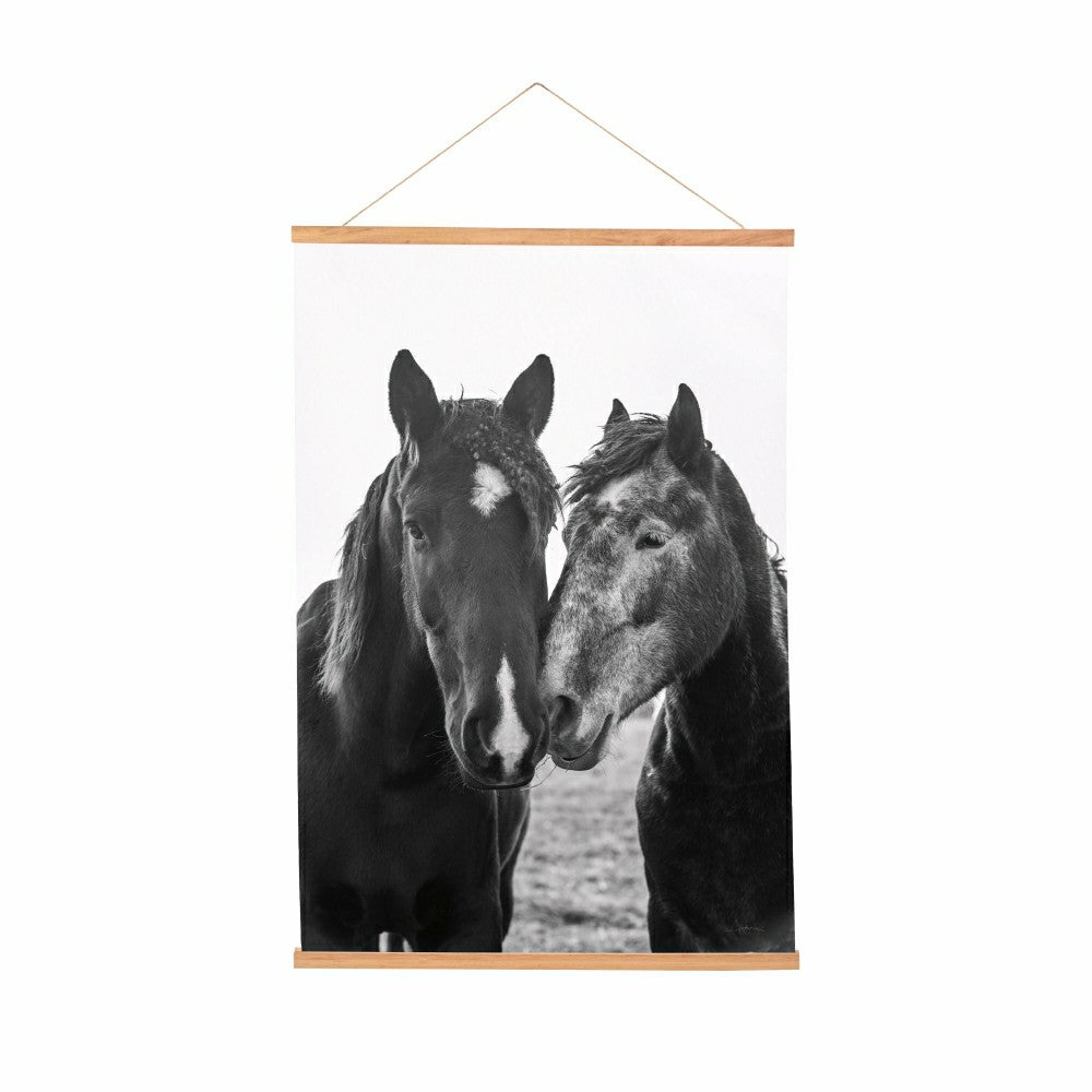 Plow & Hearth Hillside Pasture Indoor Wall Décor Canvas Tapestry, Horses