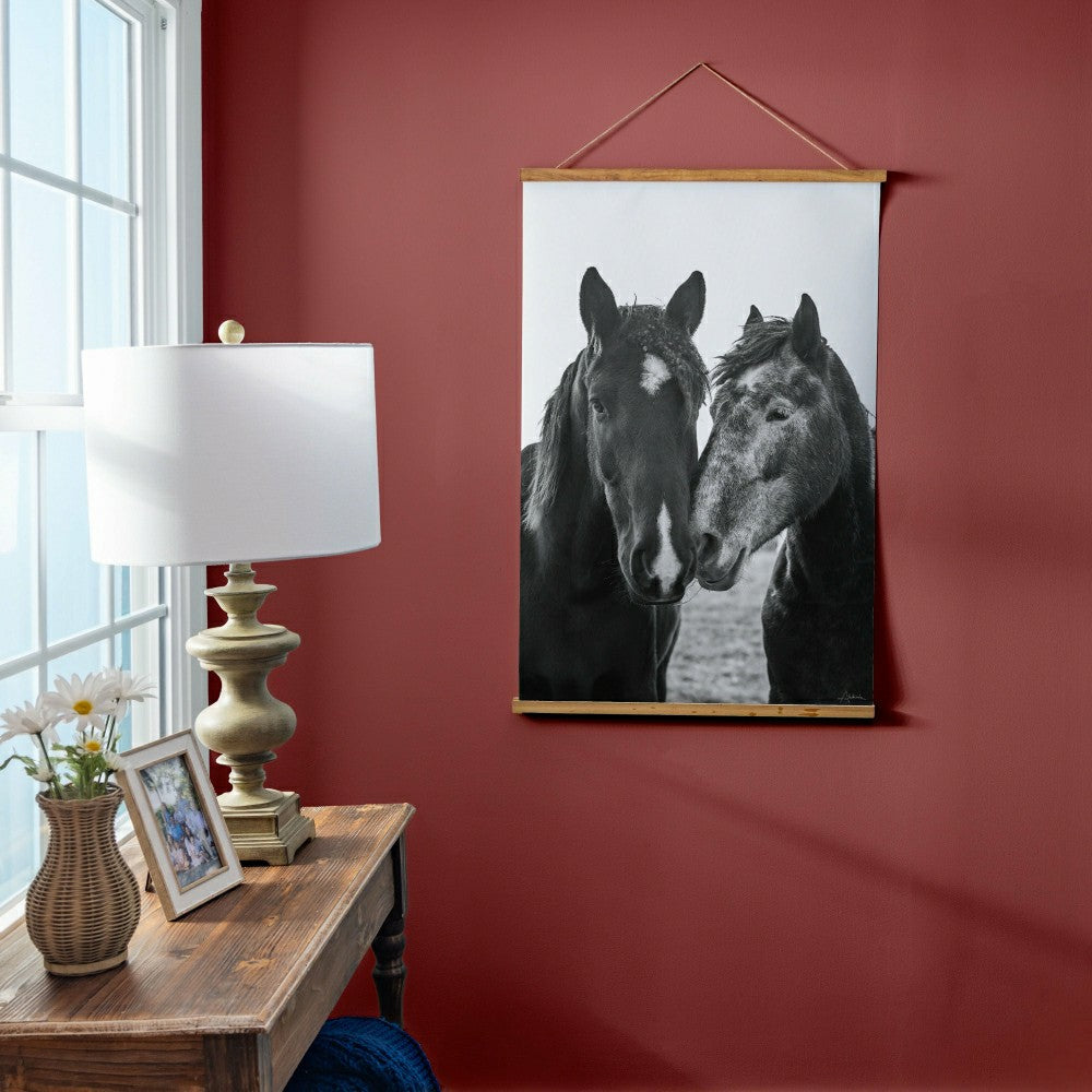Plow & Hearth Hillside Pasture Indoor Wall Décor Canvas Tapestry, Horses
