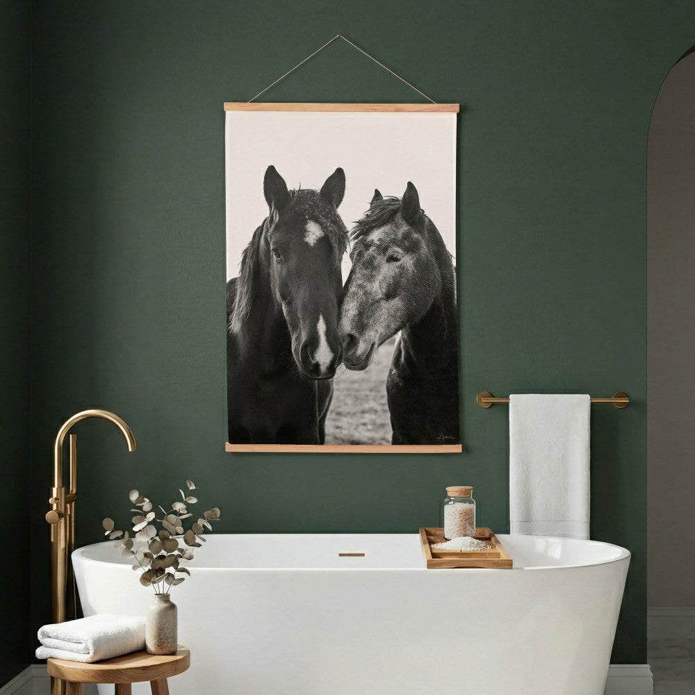 Plow & Hearth Hillside Pasture Indoor Wall Décor Canvas Tapestry, Horses