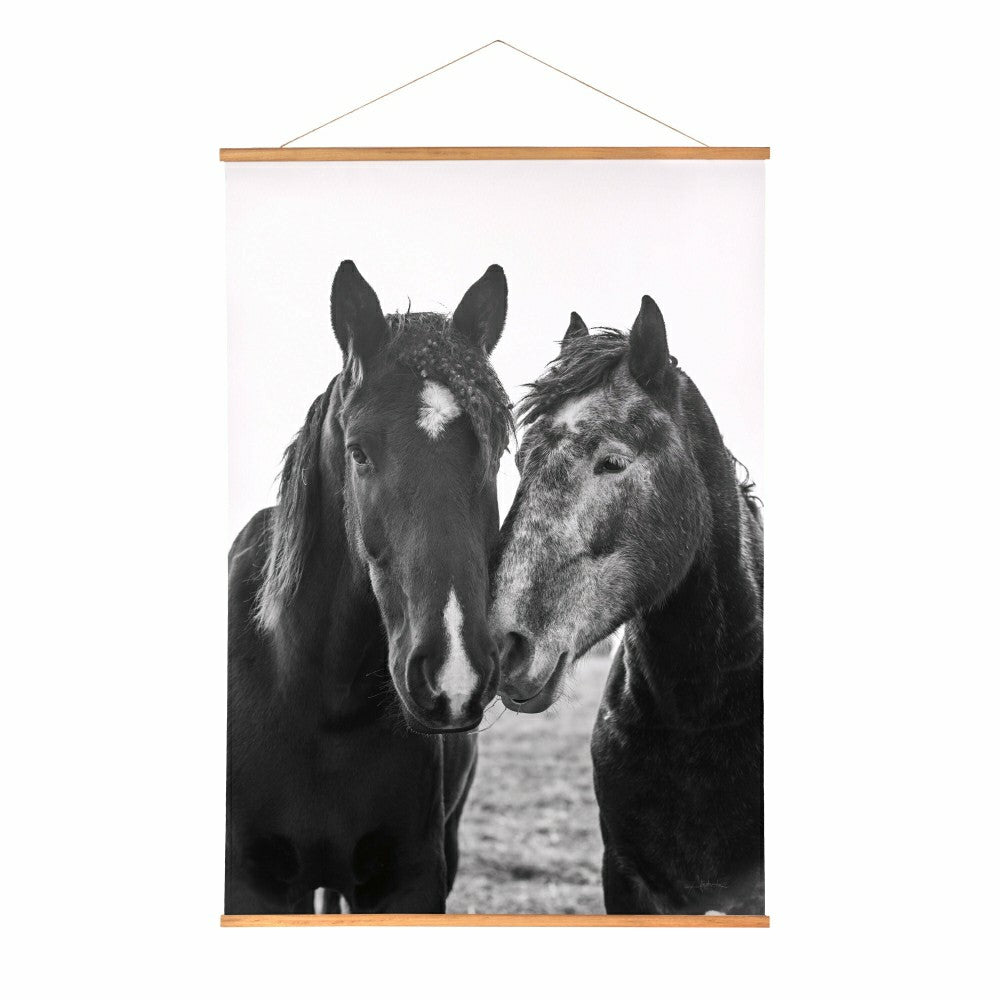 Plow & Hearth Hillside Pasture Indoor Wall Décor Canvas Tapestry, Horses