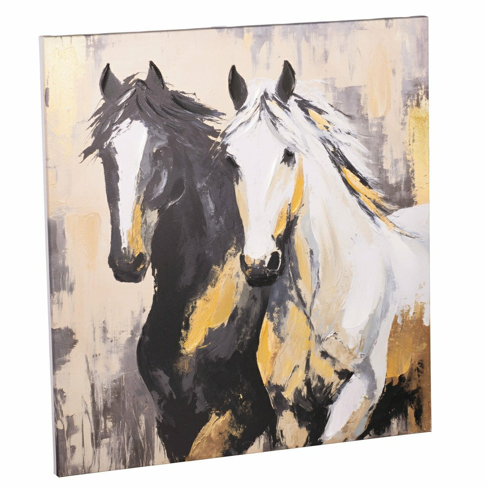 Plow & Hearth Petal and Plow Wall Décor, Pair of Horse, Canvas, 24" L x 24" H