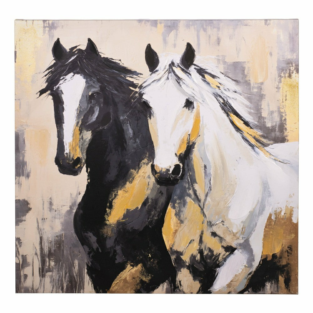Plow & Hearth Petal and Plow Wall Décor, Pair of Horse, Canvas, 24" L x 24" H